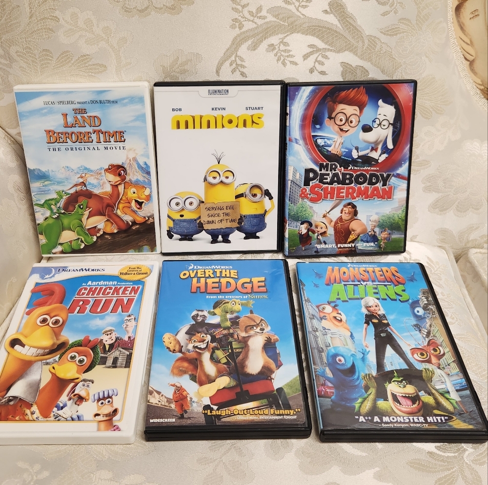Lot of 6 Kids Animated DVDs - DreamWorks, Universal Studios